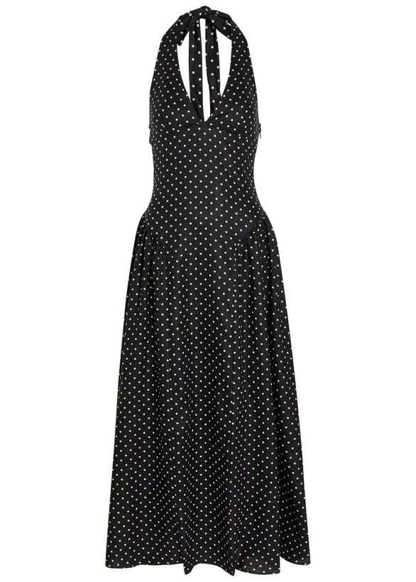 Photo: Faithfull The Brand La Cala Polka dot Linen Midi Dress Black And White