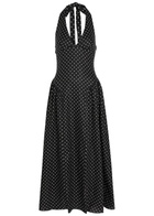 Faithfull The Brand La Cala Polka dot Linen Midi Dress Black And White