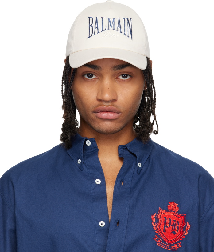 Photo: Balmain Off-White Cotton 'Balmain College' Cap
