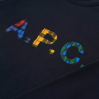 A.P.C. Shaun Tartan Logo Crew Sweat in Dark Navy