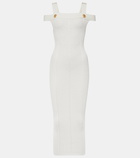 Balmain Ribbed-knit jersey midi dress