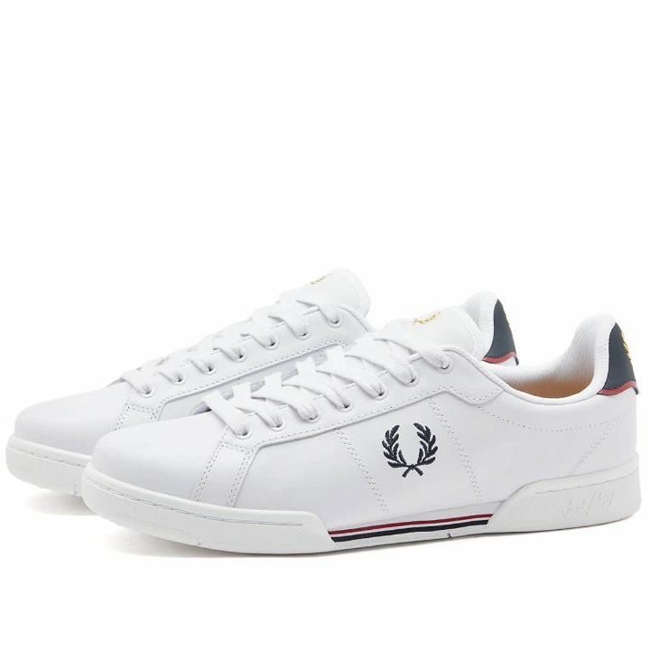 Photo: Fred Perry Men's B722 Leather Sneakers in White/Navy