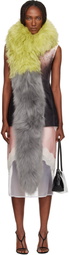Marni Green & Gray Bicolor Lamb Fur Scarf