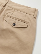 Noah - Wide-Leg Pleated Peached Cotton-Twill Shorts - Neutrals