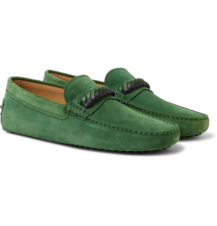 Photo: Tod's - Gommino Leather-Trimmed Suede Driving Shoes - Men - Green