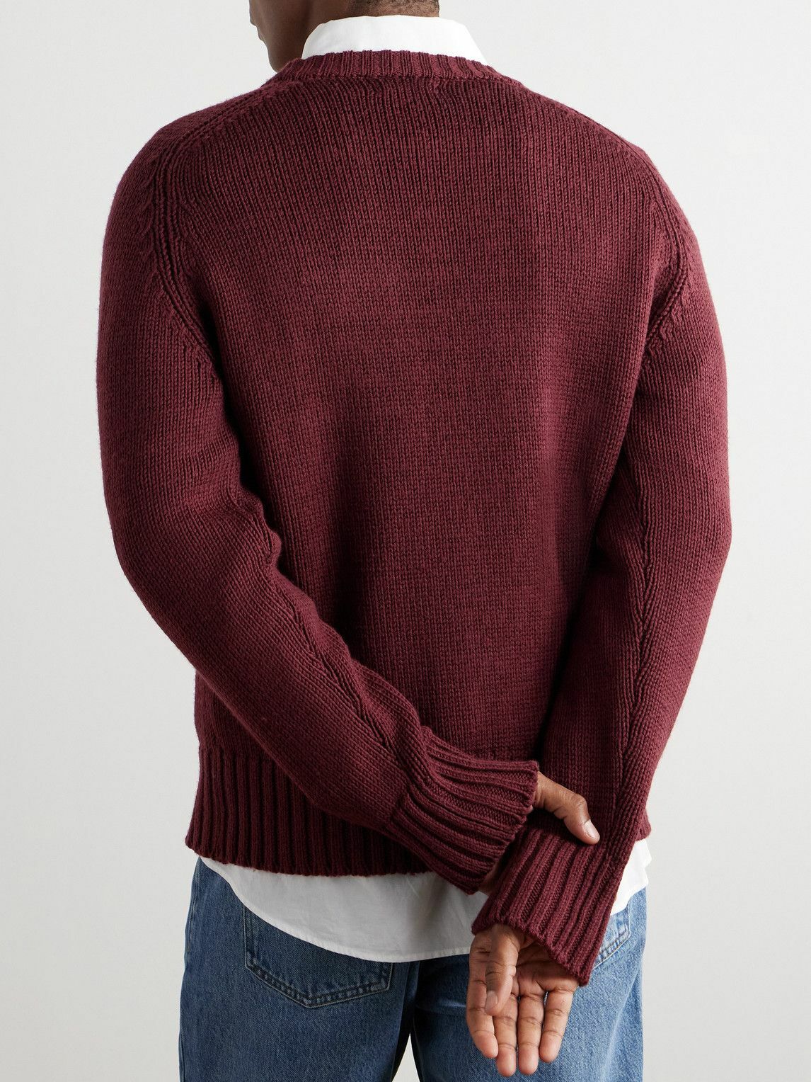 MILES LEON - Ribbed Merino Wool Sweater - Burgundy