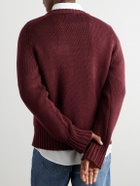 MILES LEON - Ribbed Merino Wool Sweater - Burgundy