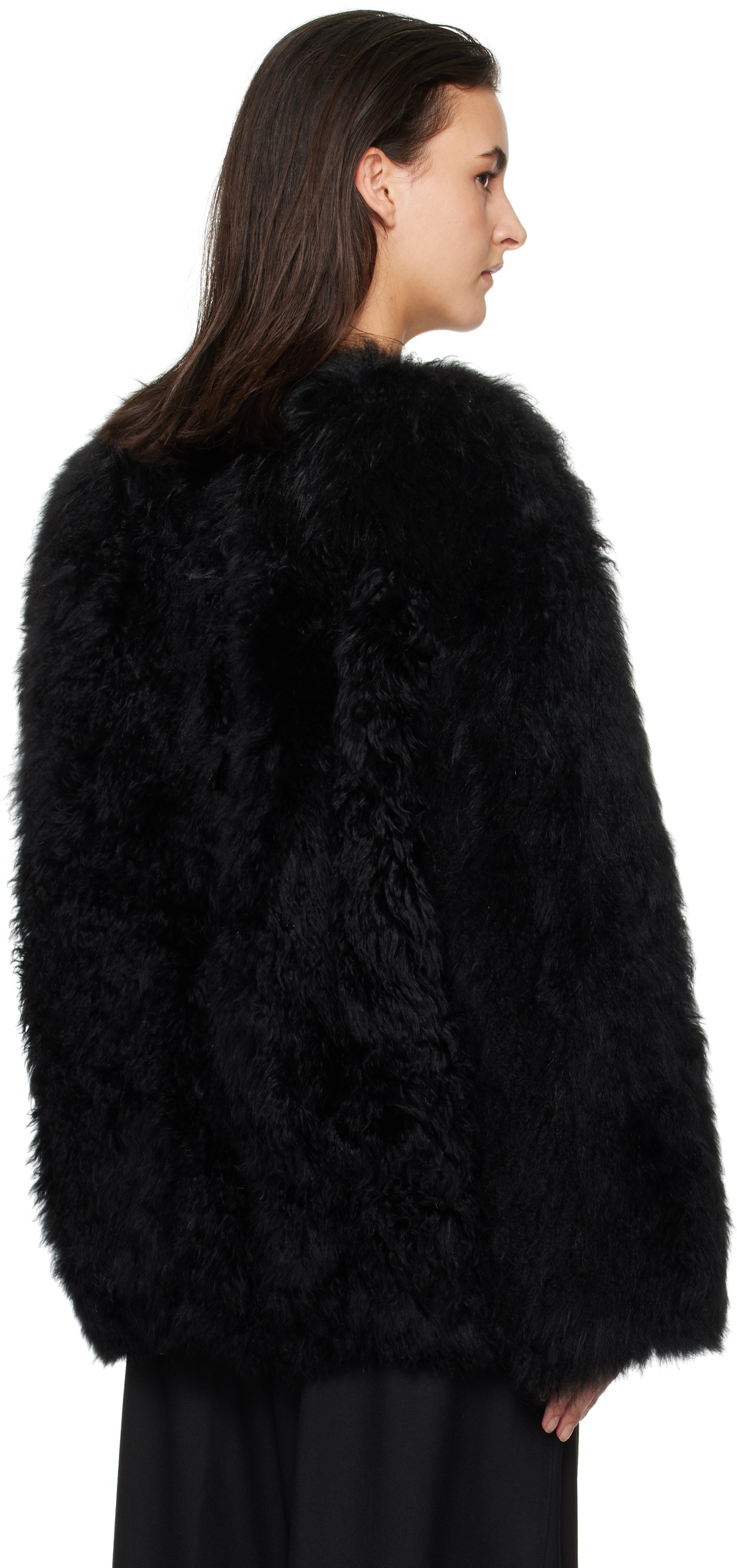 WOOYOUNGMI Black Oversized Fur Jacket