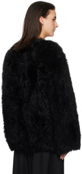 WOOYOUNGMI Black Oversized Fur Jacket