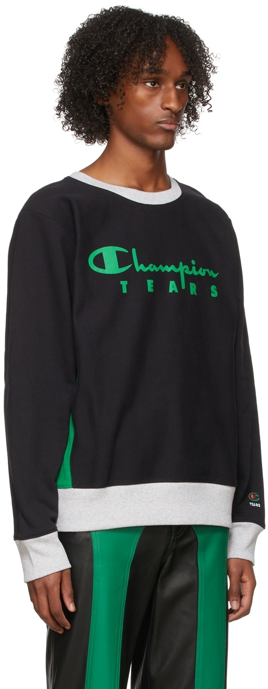 Denim Tears Black & Green Champion Edition Logo Sweatshirt
