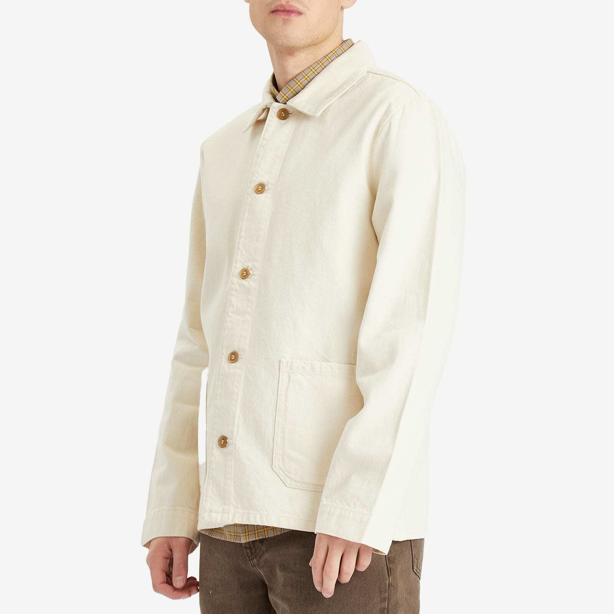 A.P.C. Men's Embroidered Kerlouan Work Jacket in Ecru