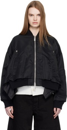 sacai Black Nylon Twill Bomber Jacket