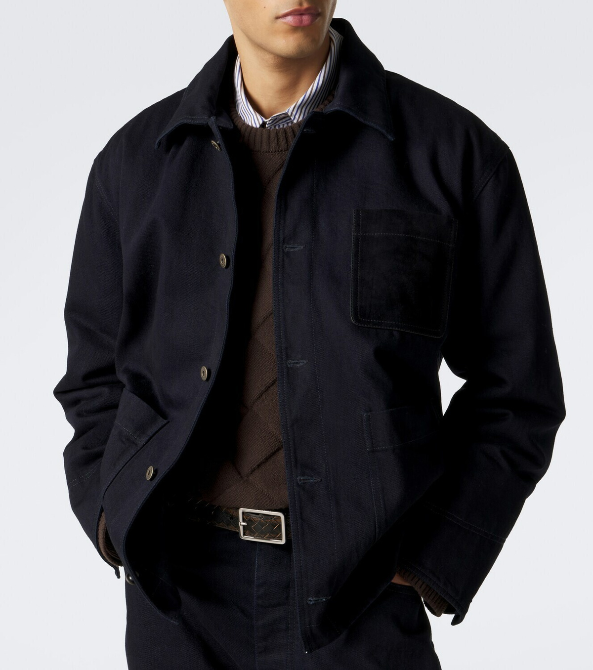 Bottega Veneta Shearling-trimmed denim jacket
