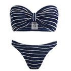 Hunza G Women's Jean Bandeau Bikini in Navy/White 