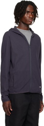 AMOMENTO Gray Mesh Hooded Zip Jacket