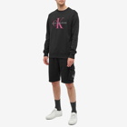 Calvin Klein Men's Monogram Print Crew Sweat in Black/Dark Clove