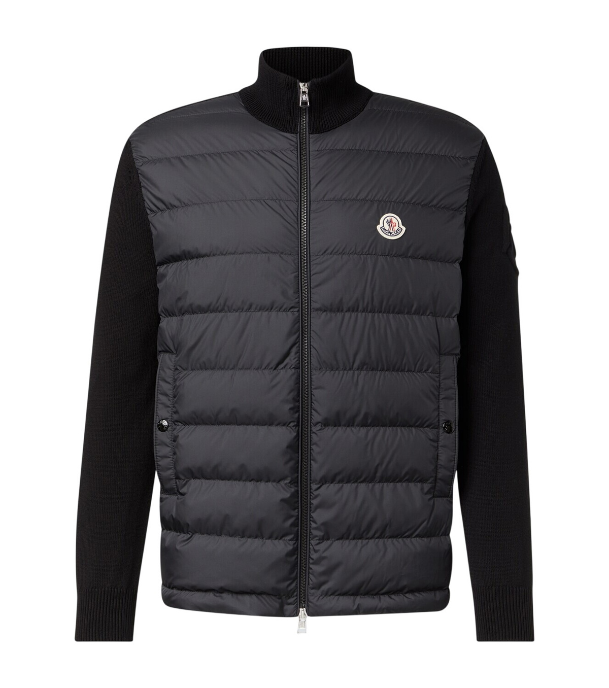 トップス MONCLER Moncler Men's Badge Logo Quarter Zip Sweat in Black Moncler