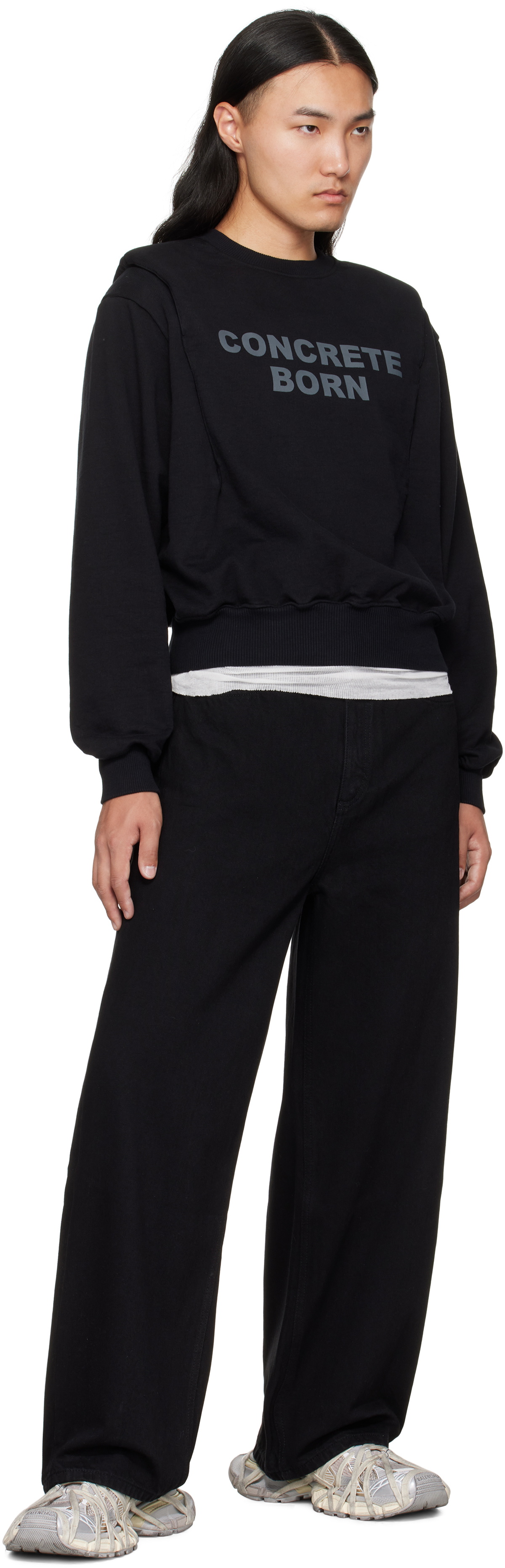 Han Kjobenhavn Black Collared Crewneck Sweatshirt