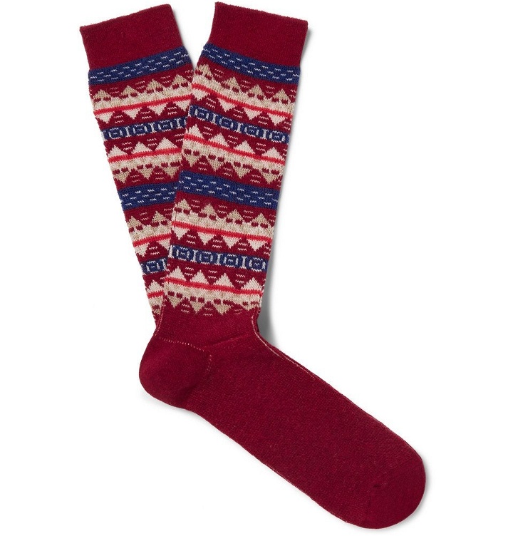 Photo: Anonymous Ism - Fair Isle Jacquard-Knit Socks - Men - Red