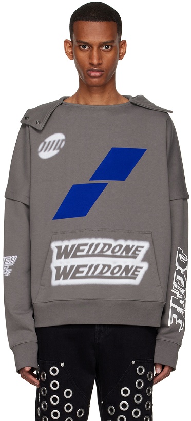 Photo: We11done Gray Cotton Hoodie