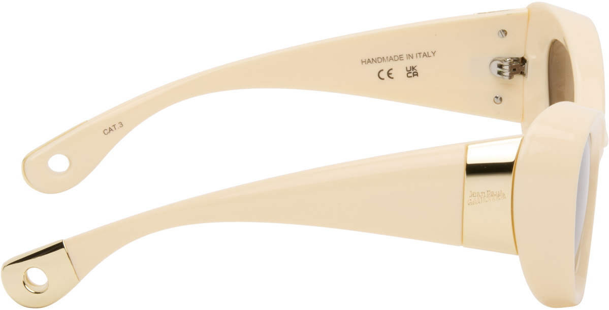 Jean Paul Gaultier SSENSE Exclusive Beige 'The Parisian Cat' Sunglasses