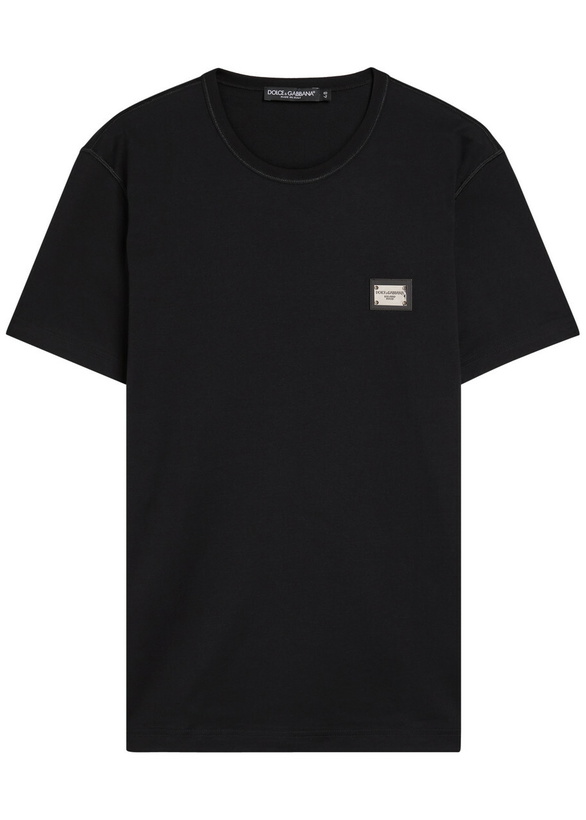 Photo: Dolce & Gabbana Core Logo-appliquéd Cotton T-shirt Black