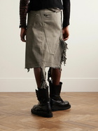 DRKSHDW by Rick Owens - Distressed Frayed Denim Skirt - Gray