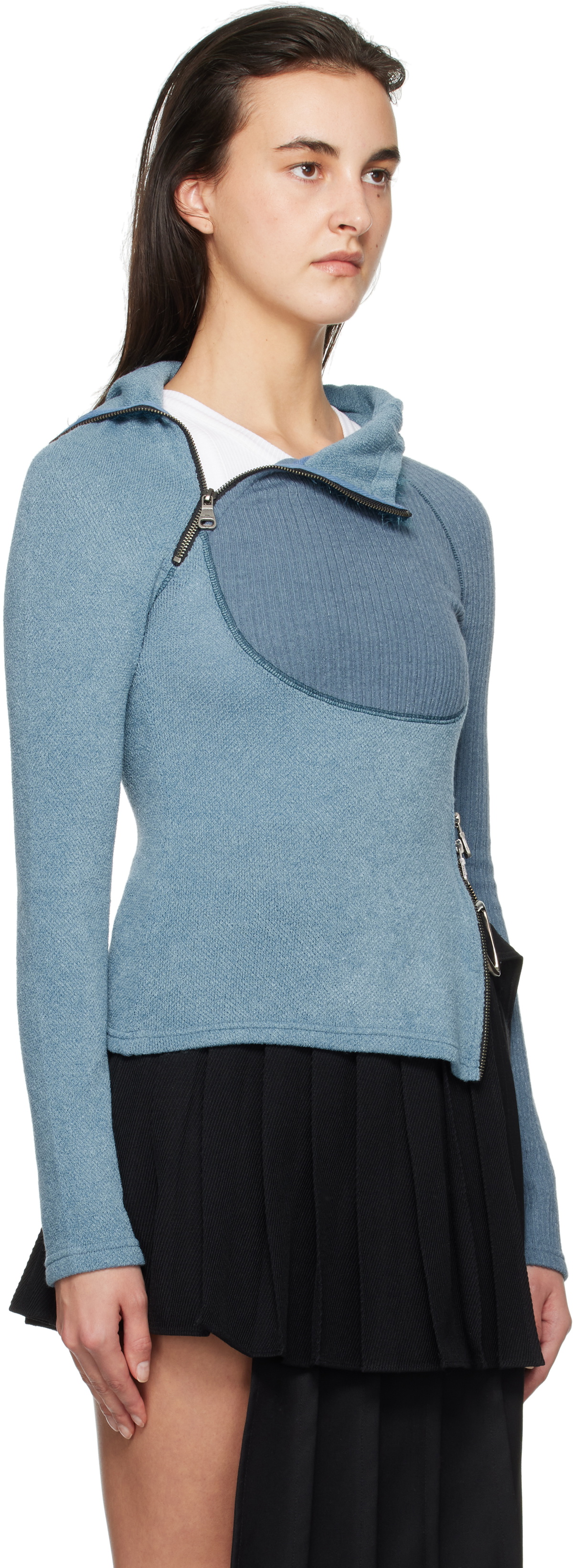 Andersson Bell Blue Tight Ribbed Combination Hoodie