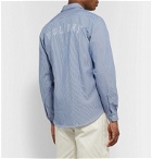 Holiday Boileau - Logo-Embroidered Pinstriped Cotton Shirt - Blue