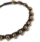 Alexander McQueen - Skull Gold-Tone and Rope Bracelet - Black