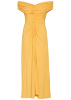 Simkhai Sheyda Draped Stretch-jersey Midi Dress Yellow
