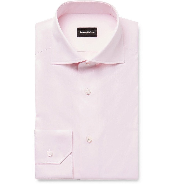 Photo: Ermenegildo Zegna - Pale-Pink Cutaway-Collar Cotton-Twill Shirt - Men - Pink