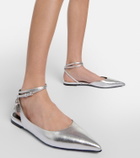 Tom Ford Padlock metallic leather slingback flats