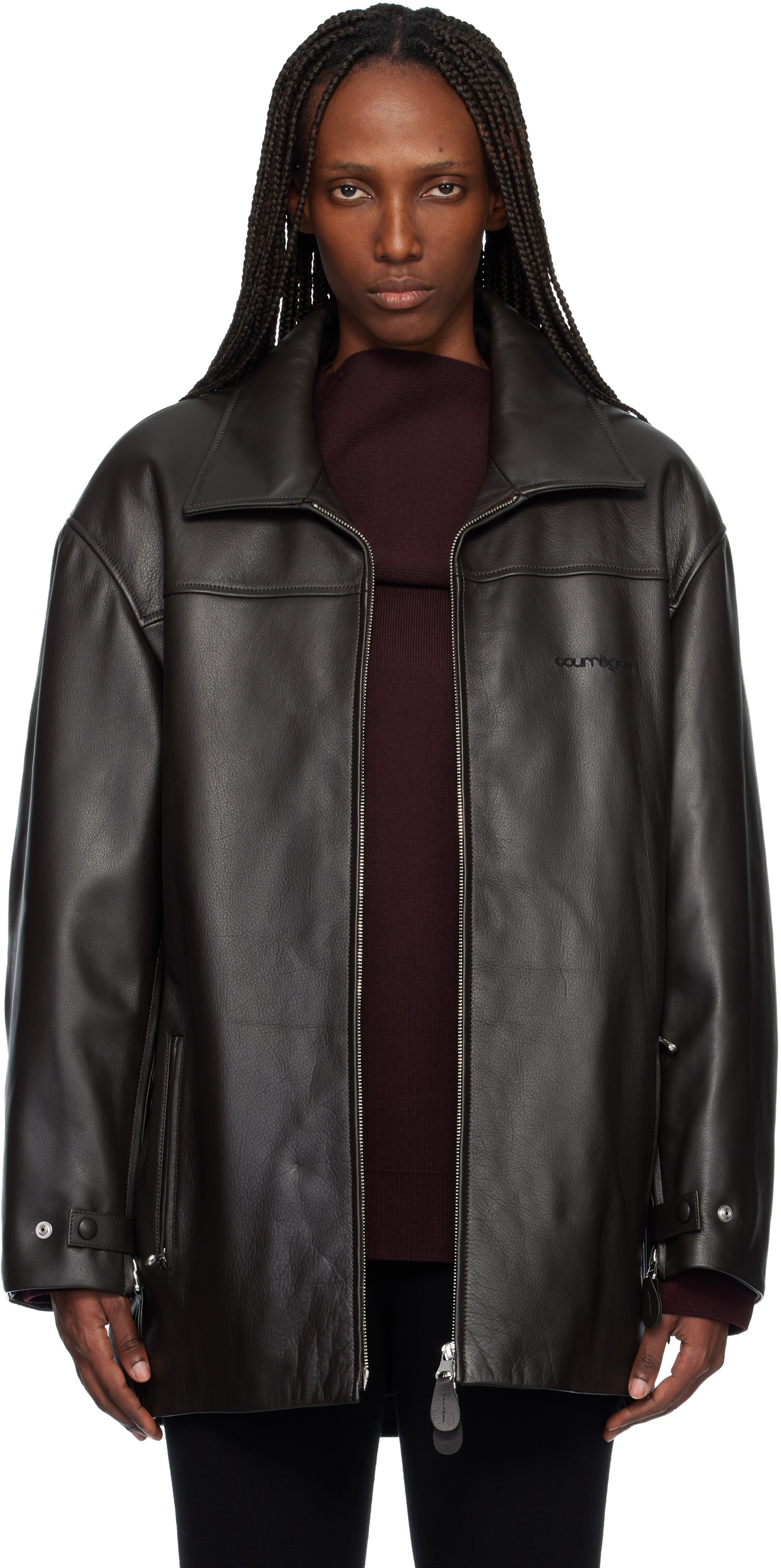 Namacheko Brown Wool Tailored Biker Jacket Namacheko