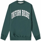 Uniform Bridge Men's Vintage Arch Logo Crew Sweat in Green