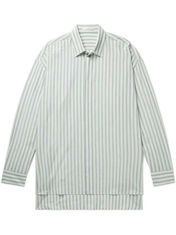 Photo: The Row - Sisco Striped Silk Shirt - Blue