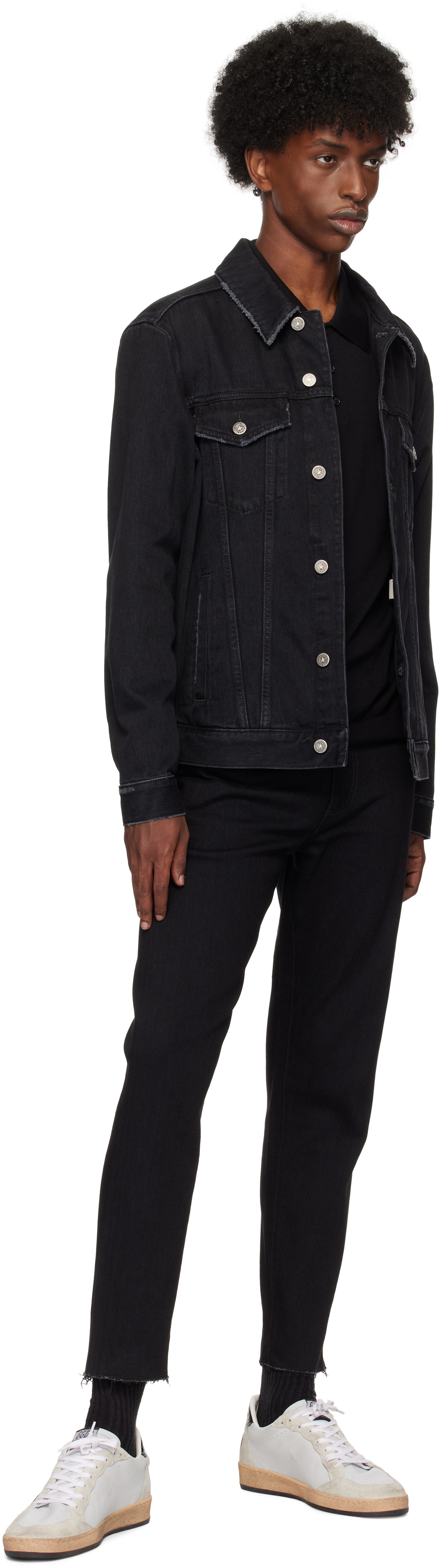Golden Goose Black Regular One Washed Denim Jacket