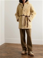 BODE - Teddy Belted Shearling Coat - Neutrals