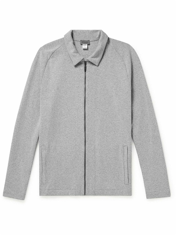 Photo: Hanro - Smartwear Organic Cotton-Blend Jersey Zip-Up Sweater - Gray