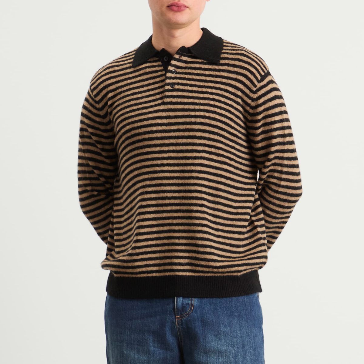 Carter Young Men's Stripe Leigh Polo in Black/Stripe