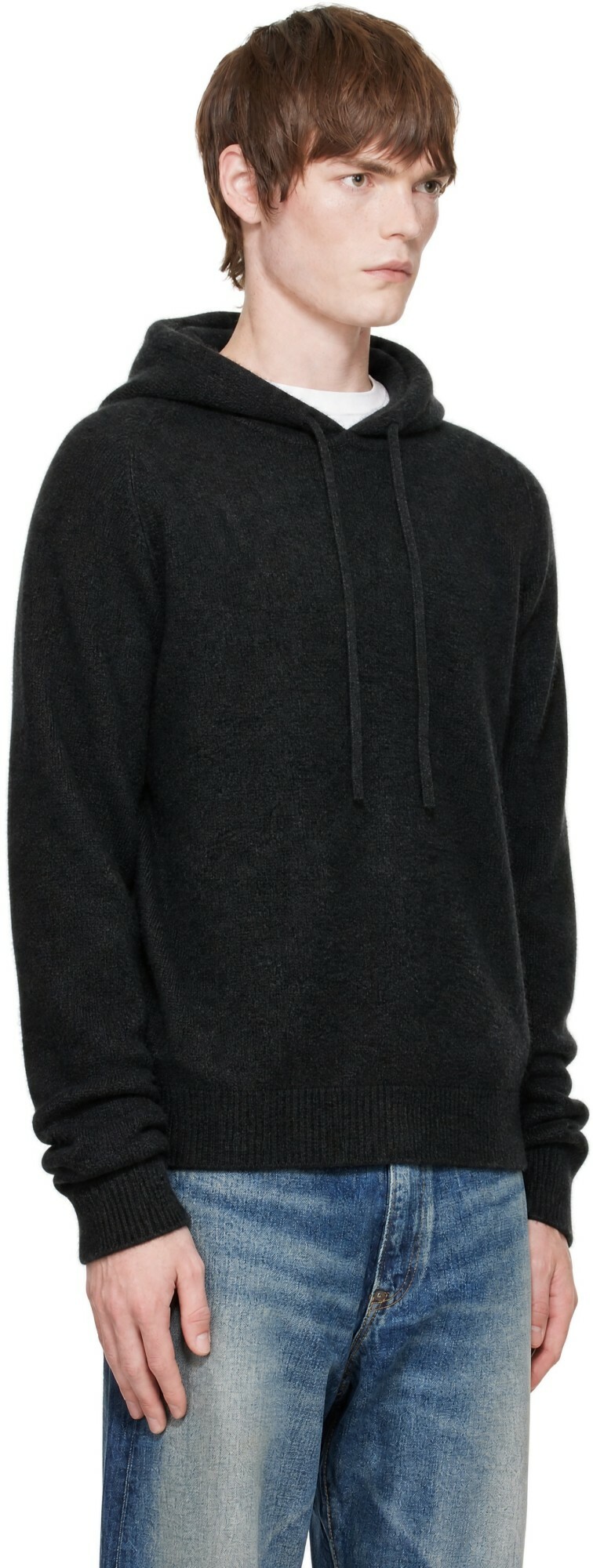 AMOMENTO Gray Racoon Knit Hoodie