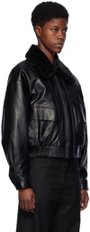 LOW CLASSIC Black Cropped Faux-Leather Jacket