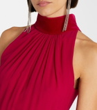 McQueen Velvet-trimmed silk georgette gown