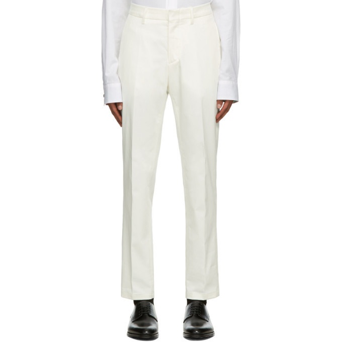 Photo: Dunhill White Cotton Stretch Chinos