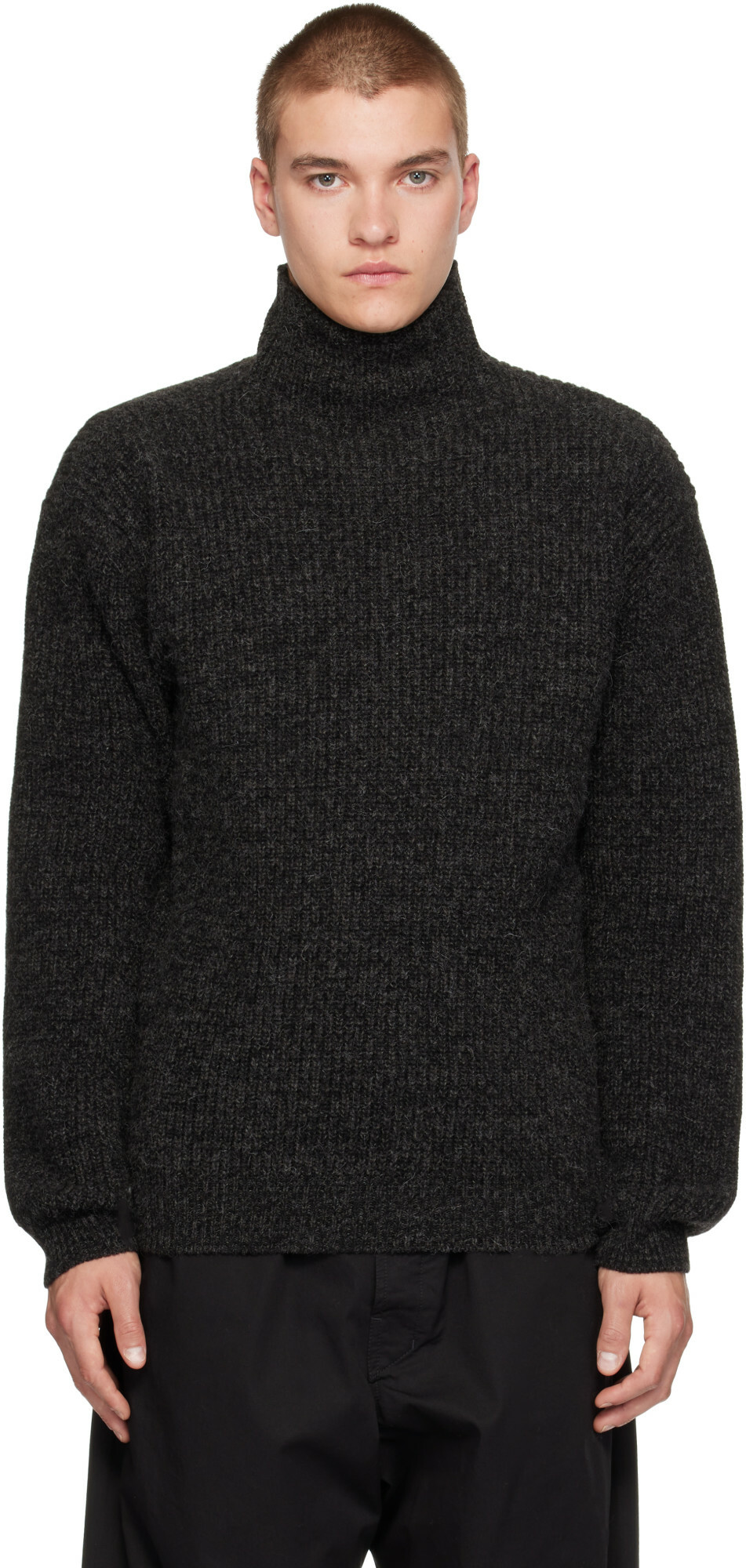 LEMAIRE Gray High Neck Yak Alpaca Sweater