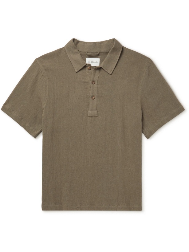 Photo: Satta - Sabi Enzyme-Washed Linen and Cotton-Blend Gauze Polo Shirt - Gray - L