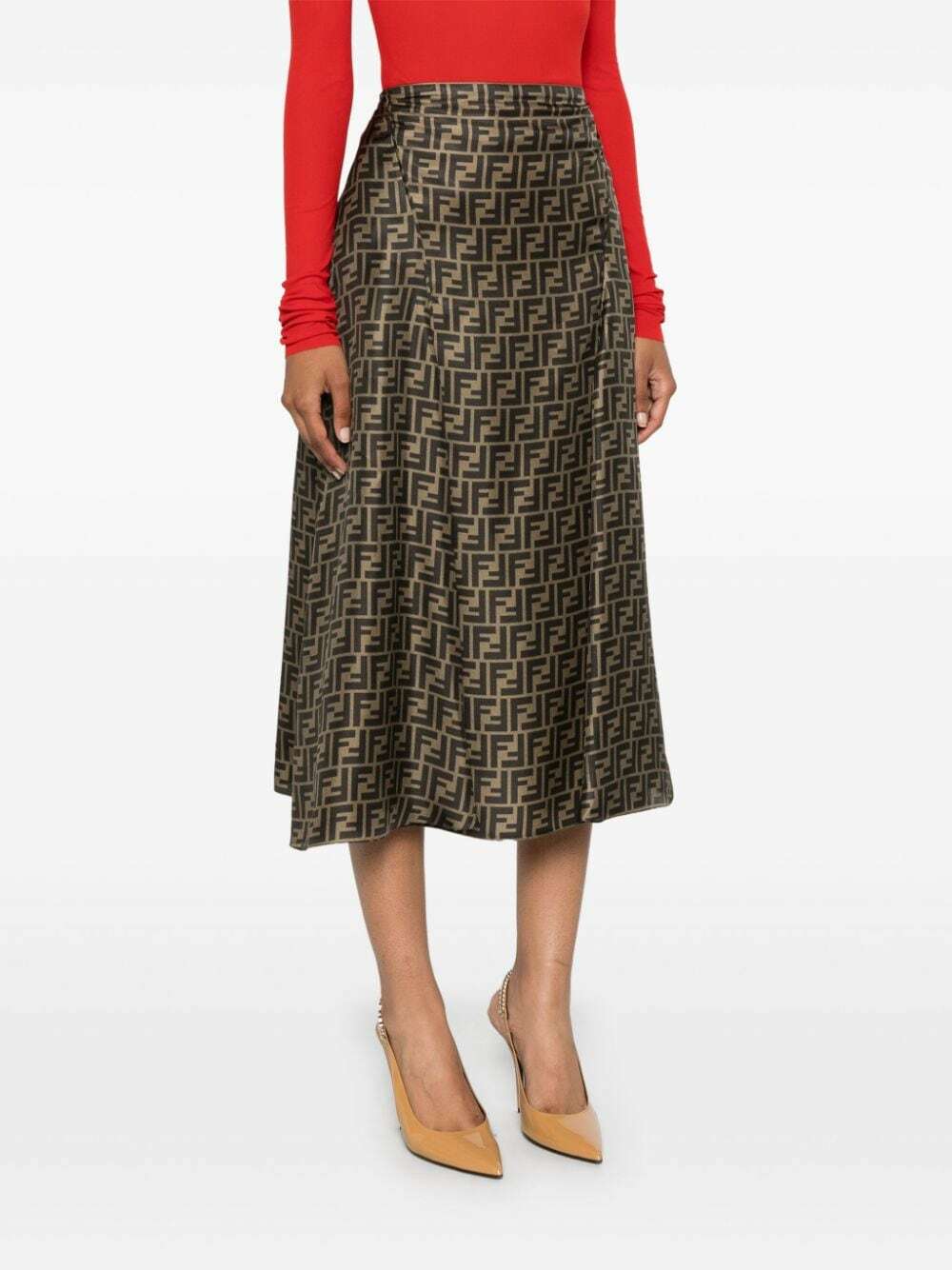 スカート FENDI SKIRTS CARNE フェンディFENDI プリーツスカート
