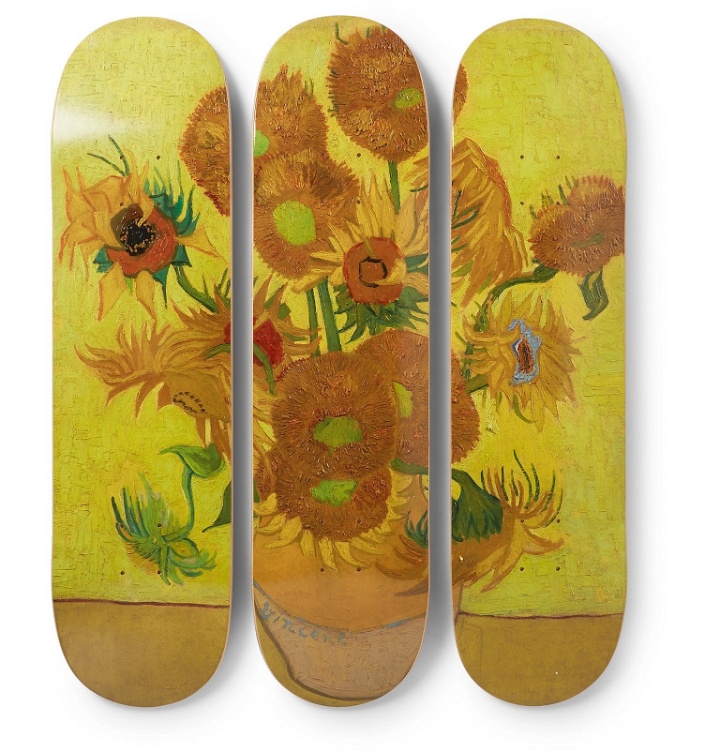 Photo: The SkateRoom - Vincent Van Gogh Set of Three Printed Wooden Skateboards - Yellow