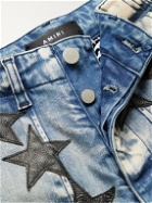 AMIRI - Chemist Skinny-Fit Leather-Appliquéd Cargo Jeans - Blue