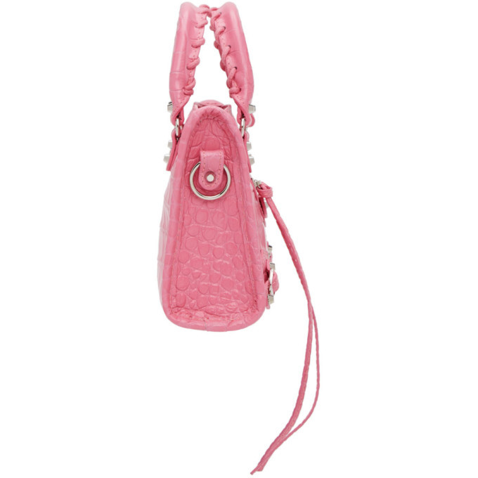 Balenciaga Pink Croc Classic Nano City Bag Balenciaga